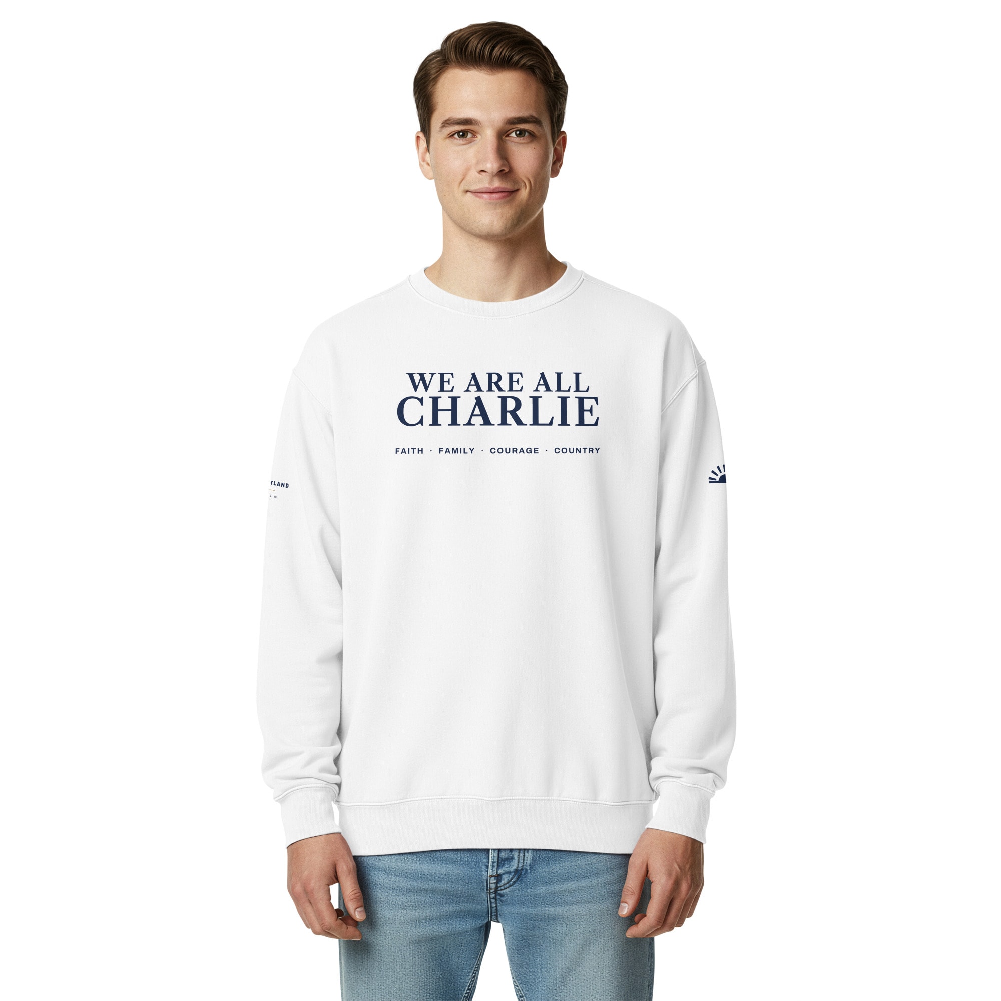 We Are All Charlie Crewneck in White