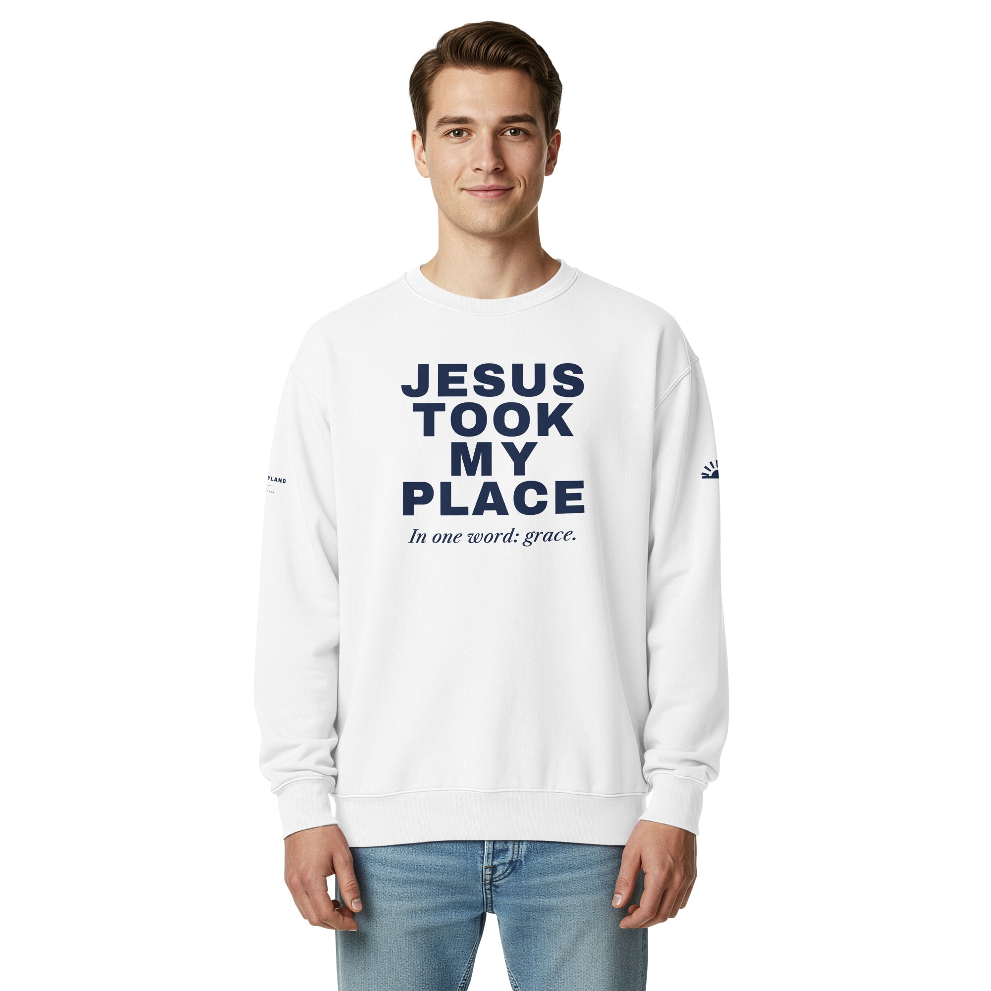 Jesus Took My Place Crewneck in White
