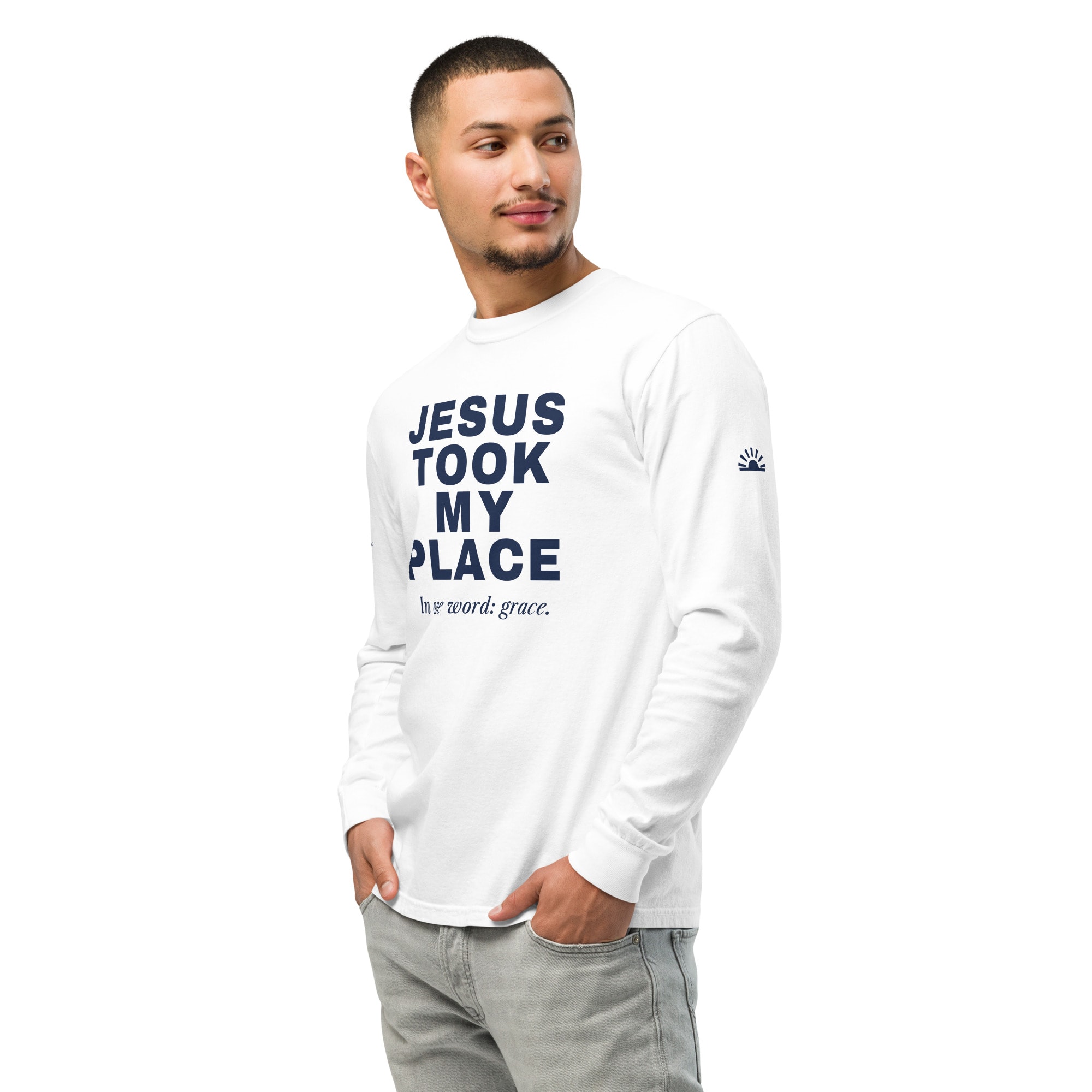 Jesus Took My Place Long Sleeve in White