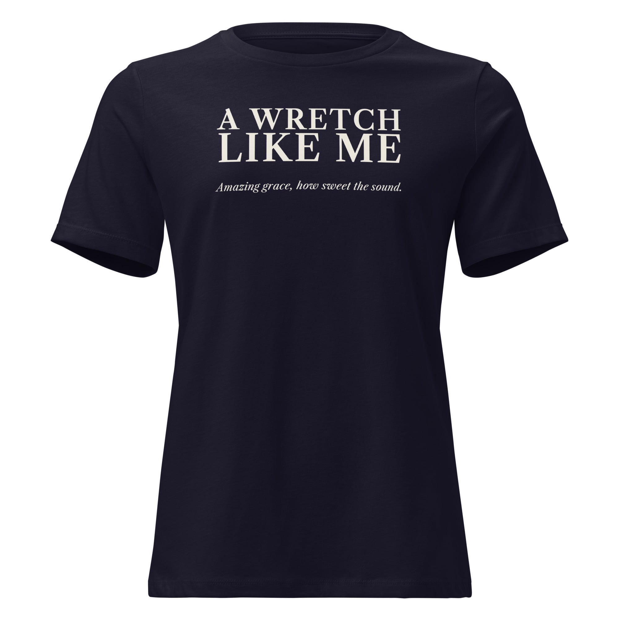 A Wretch Like Me Women's Tee in Navy