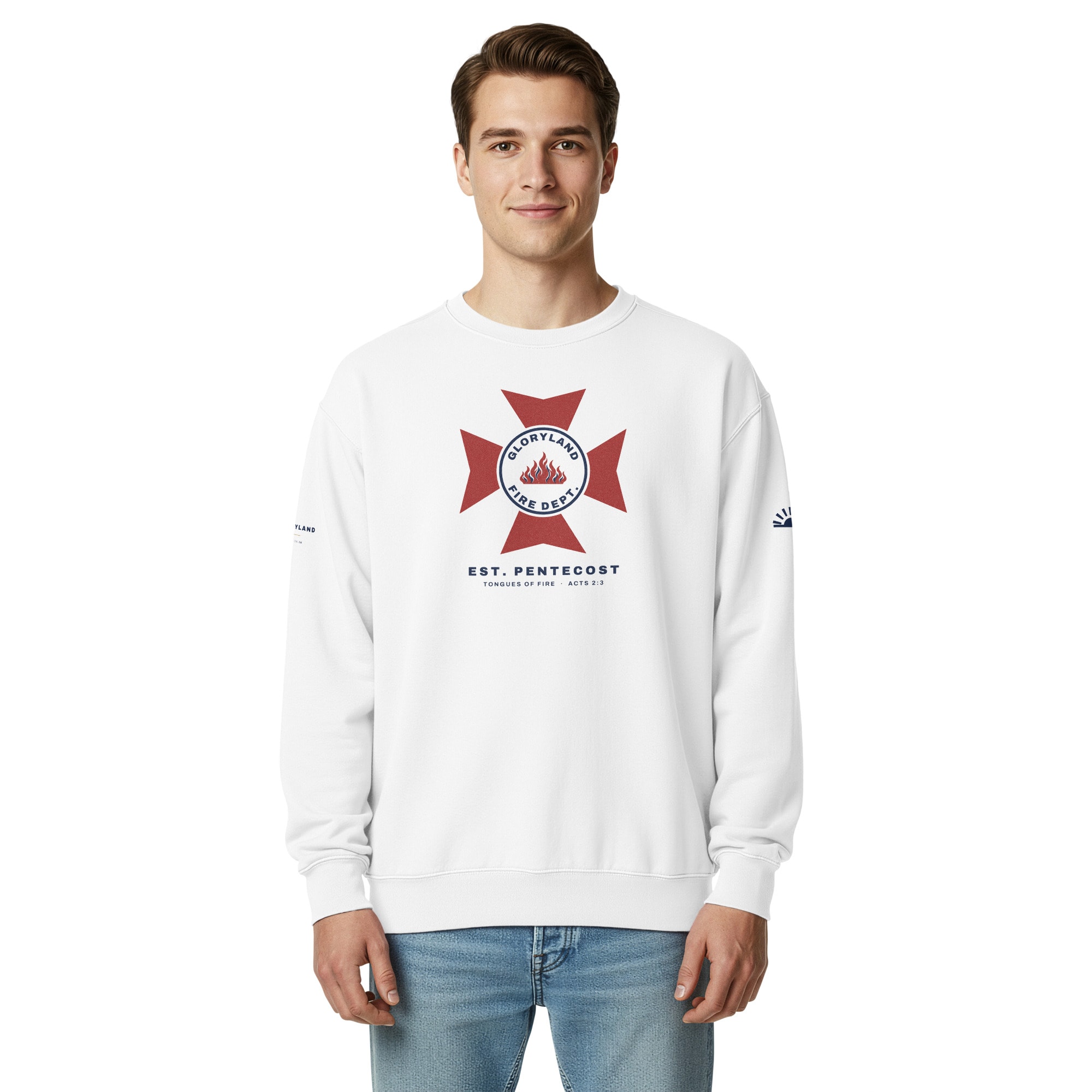 Fire Dept. Crewneck in White