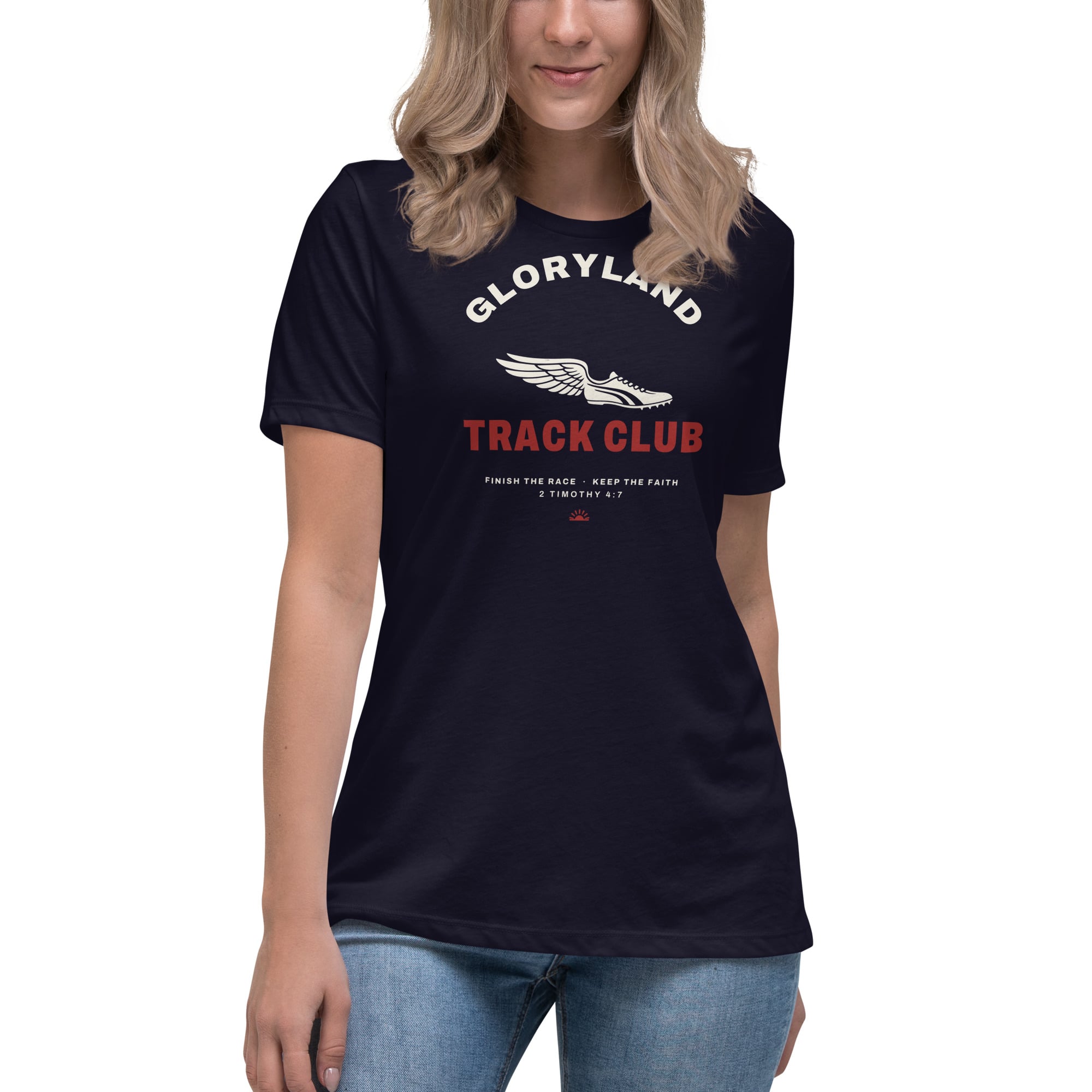 Track Club Women's Tee in Navy